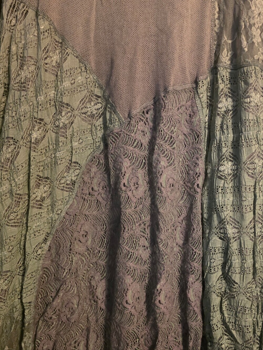 Boho Patchwork Lace Maxi Skirt in Soft Pastels (M) - Picture 3 of 7